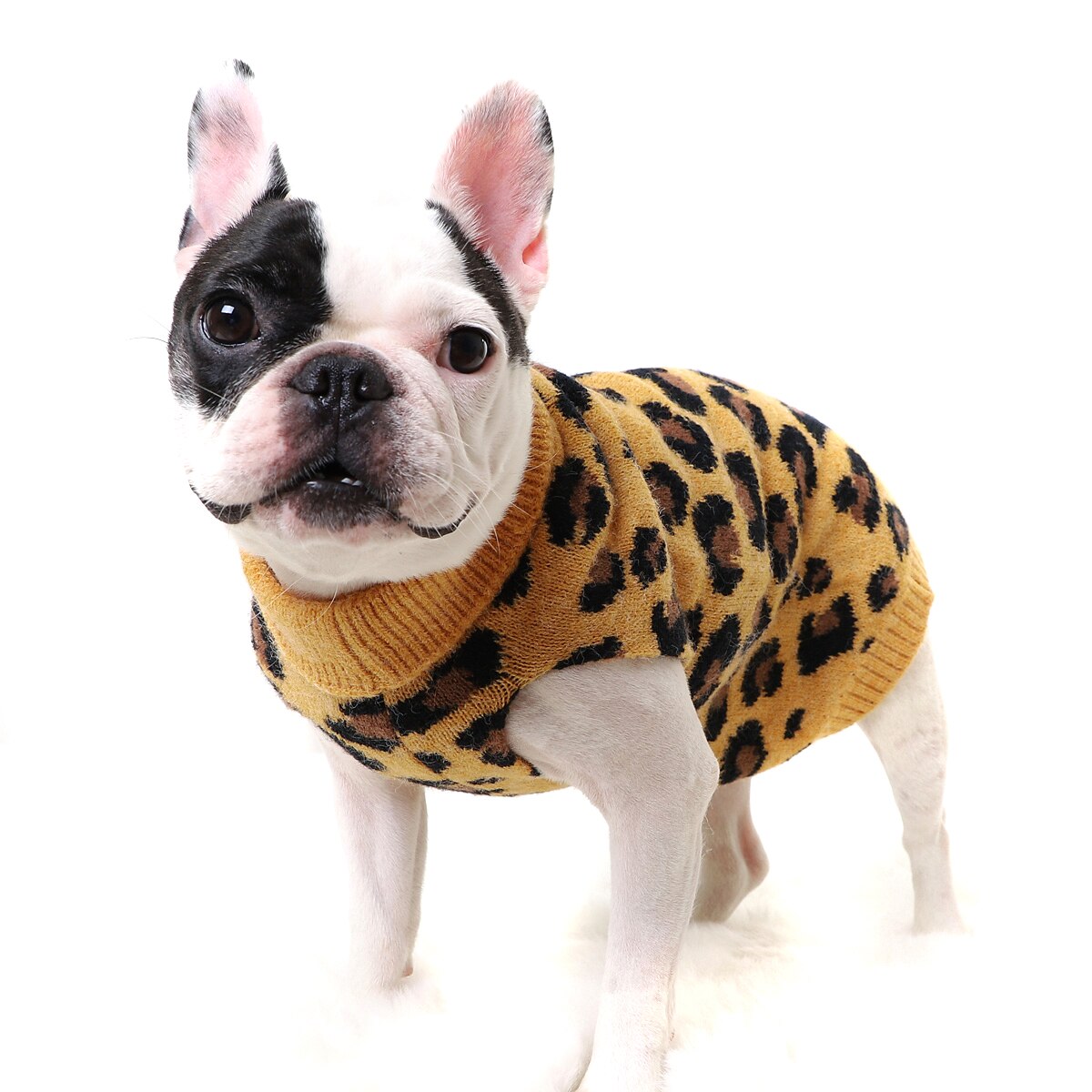 Hond Trui Huisdier Winter Knitwear Luipaard Patroon Puppy Warme Kleding Geschikt Voor Kerst, Street Wear, Homewear