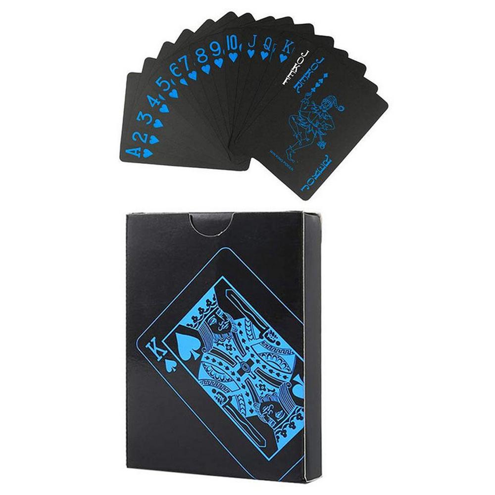 Playing Cards Educational Toys Water Resistant Black Playing Cards Plastic PVC Practical Magic Poker Gaming Card: blue