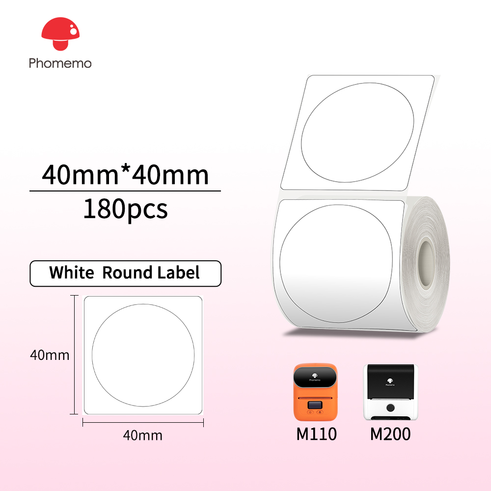 Phomemo M110 Etichette Termiche Carta Adesiva Carta Rotonda Trasparente 1.57 "x 1.57" Etichette Termiche Adesive Carta Stampante per M200 M221: Viola