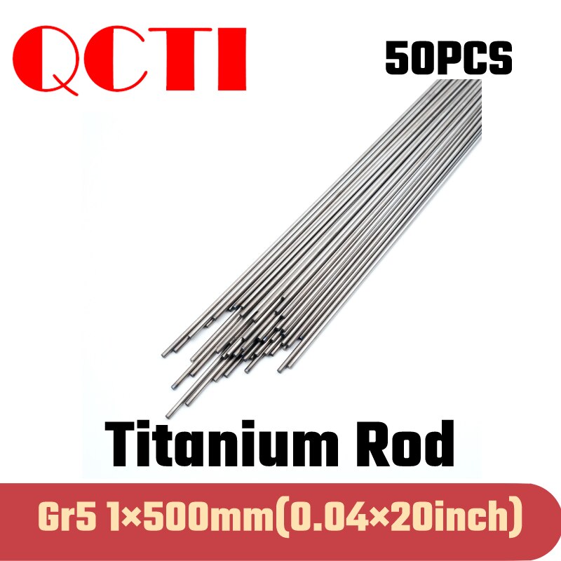 50pcs Gr5 1mm dia x 500mm length Titanium Alloy Round Bar Rod Industry Machine Use DIY Anti-corrosion Material