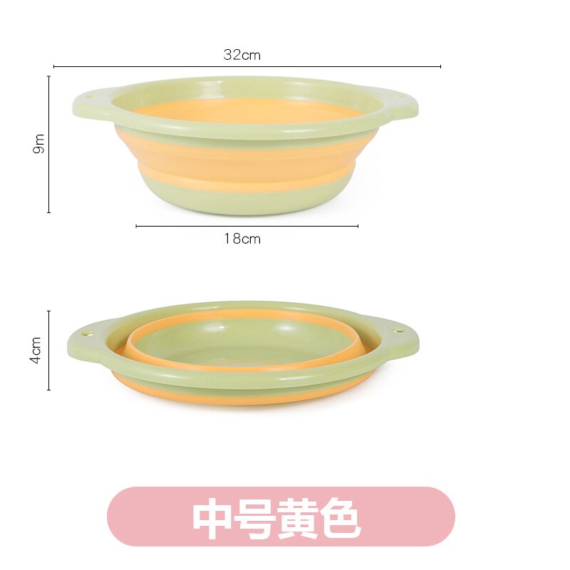 Lavabo plegable para el hogar, lavamanos portátil de plástico para viajes, dormitorio de estudiantes, lavamanos para pies: Medium Yellow
