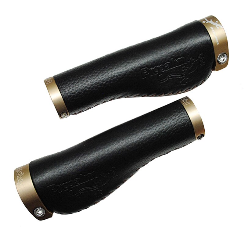 Fiets Grip Vintage Lederen Vlees Bal Vervormd Grip Comfortabele Fiets Accessoires Fiets Mountainbike Lederen Grip: Black