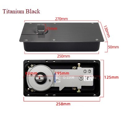 Titanium Matte Black Rose Gold Stainless Steel Plate Heavy Hydraulic Conceal Door Closer Floor Spring: Titanium Black