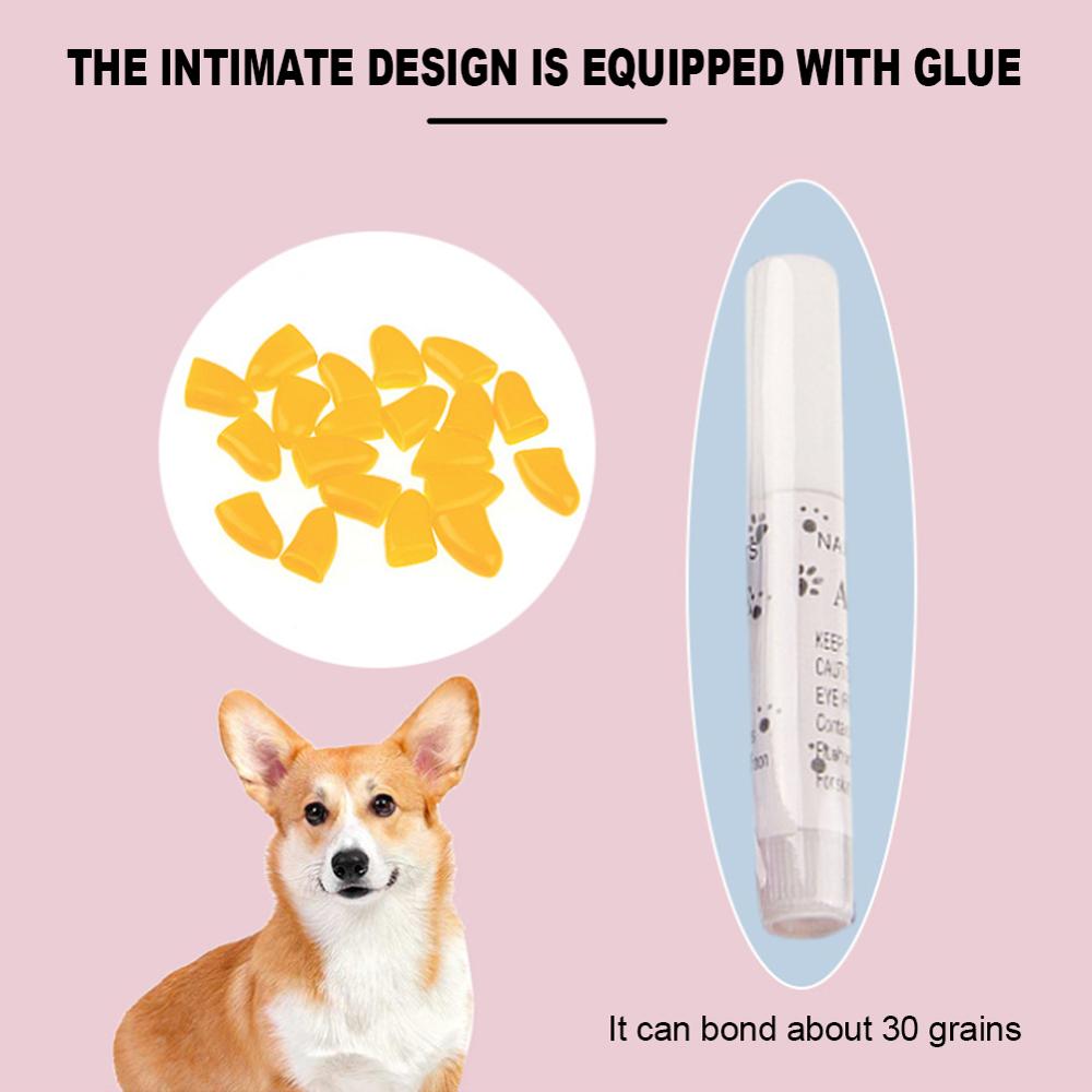 20 unidades de tapas de uñas antiarañazos para perros y gatos, cubiertas suaves de silicona para patas de uñas, decoración de uñas para cachorros, manicura, arte de uñas, suministros para perros y gatos