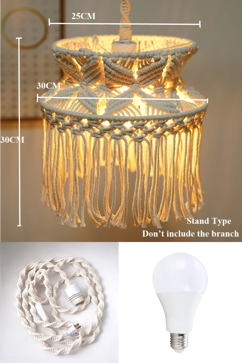 LED-Stehlampe, gewebt, geflochten, nordische Lampe mit E27, 7 W Glühbirne, eins-Decken-/Ständerleuchte für Höhle Innenbereich, für Zimmer-Eckdekoration: Blau / Rosa