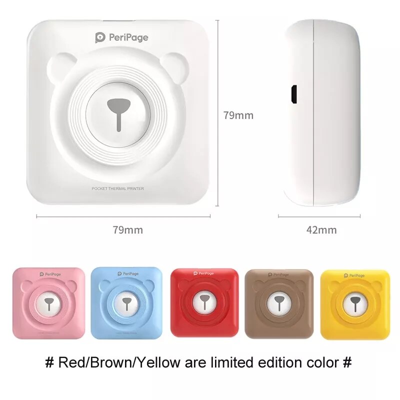 Peripage  a6 mini bærbare fotoskriveren øyeblikks bilde lommeskriver 58 mm utskrift trådløs bluetooth android ios skrivere