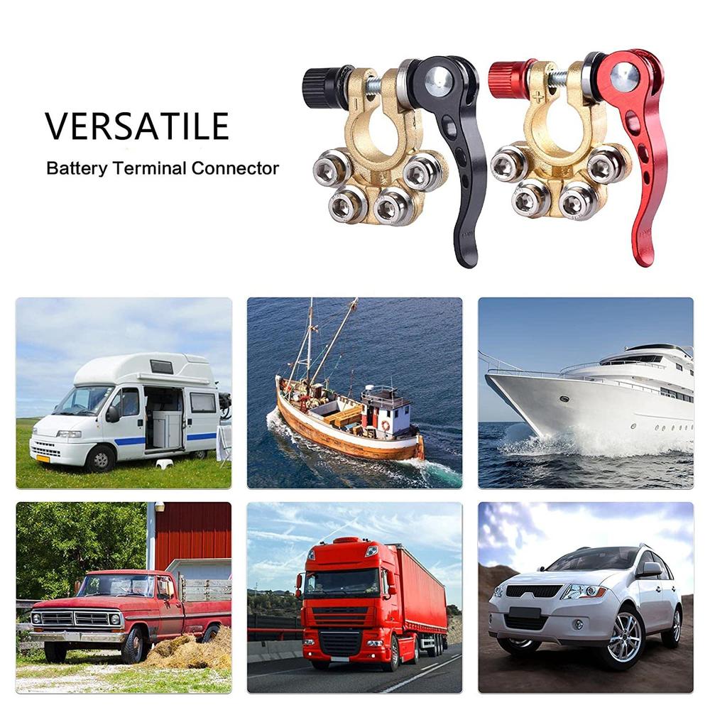 12V Car Battery Terminals Auto Battery Terminal Connector Battery Bornes Cable Terminal Adapter Copper Clamps Clip Screw