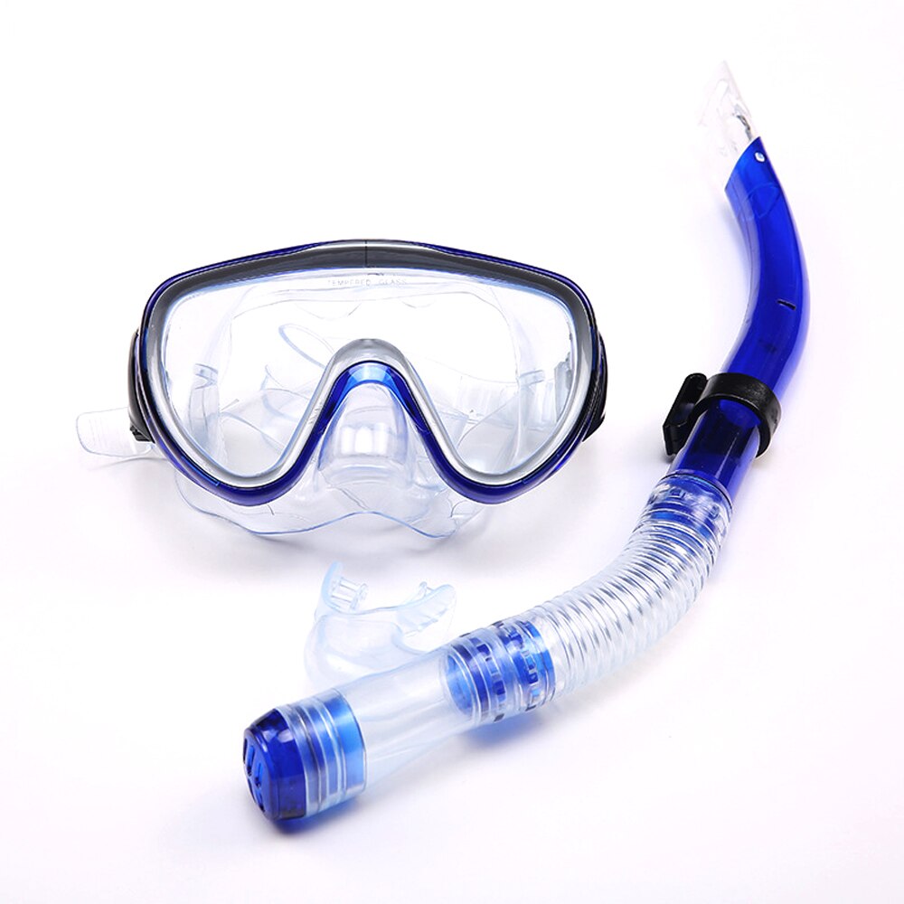 Dykkermasker snorkling pvc maske snorkel briller sæt scuba briller beskyttelsesbriller til undervands: Blå