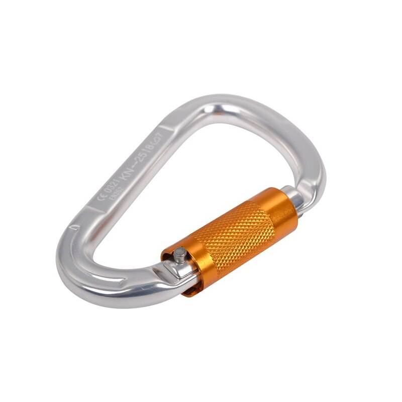 Mosquetón de aluminio con bloqueo automático, hebilla en forma de D para escalada en roca, Yoga, hamaca, Camping, senderismo, deportes al aire libre, 25KN: 1 piece yellow