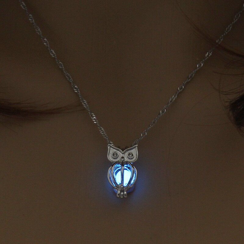 Collier avec pendentif en forme de hibou pour femmes, breloque, mignon, lumineux, ras du cou, 3 couleurs, de noël,: 3