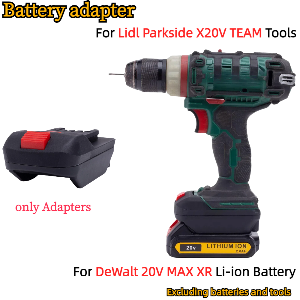 Convertisseur adaptateur de batterie pour DeWalt 20V MAX XR convertisseur de batterie vers Lidl Parkside X20V TEAM outils de forage sans fil (adaptateur uniquement)