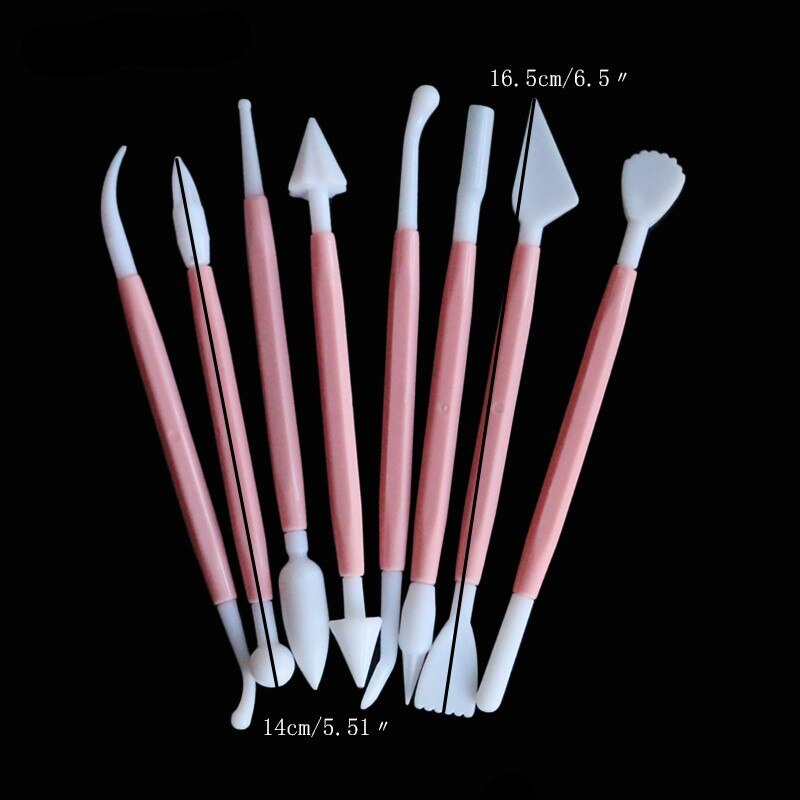 Aomily 8pcs/Set Sculpture Double Sugar Modeling Cutter Smoother Polymer Clay Mold Fondant Gum Paste Decorating Tool Kit