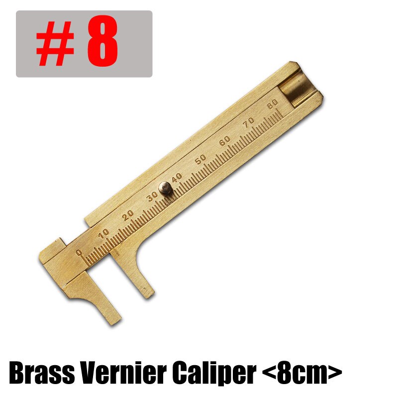 Millimeter / Inches Double Scale Vernier Caliper Ruler Brass Copper Ruler Precision Measuring Instrument DIY Sewing Leather Tool: NO.8