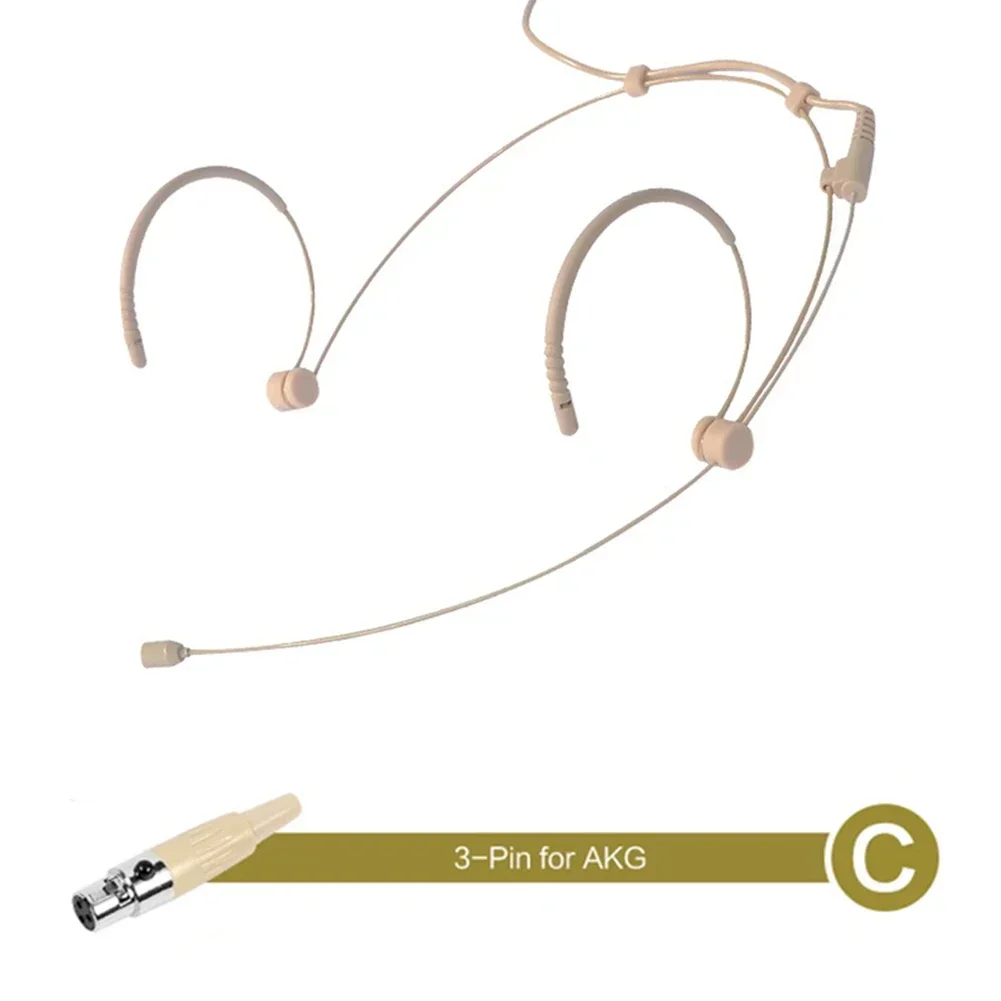 Beige Double Earhook Headset Mic 3.5mm 3 Pin 4 Pin XLR Plug Headworn Microphone Portable Audio & Video: GRAY