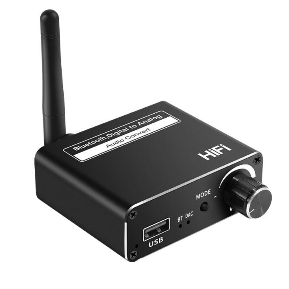 Digital to Analog Audio DAC Converter Spdif Optical Fiber Signal to 3.5MM 3.5 AUX 2 RCA Amplifier Decoder Bluetooth 5.0 Receiver: Default Title