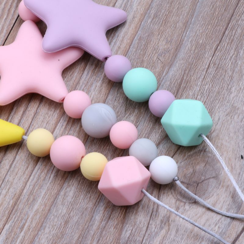 1PC Silicone collier de dentition avec des perles à mâcher pour bébé dents BPA gratuit maman soins infirmiers collier infantile jouet