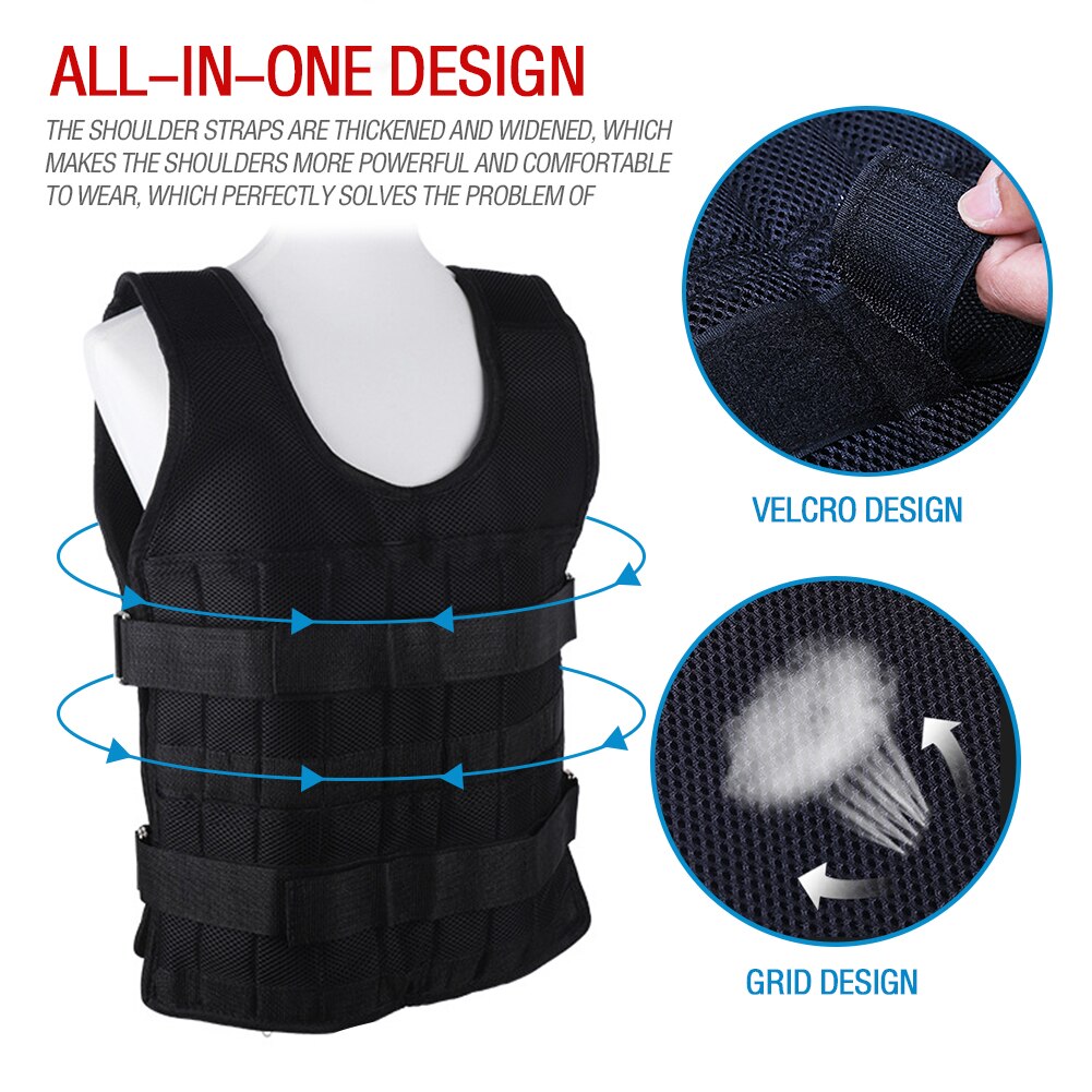 Chaleco con peso de carga de 20/40KG, chaqueta, ropa de arena para boxeo, entrenamiento con pesas, equipo de gimnasio ajustable