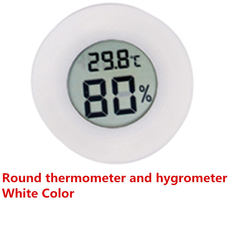 Ni type forskellige former sort/hvid sugekop/sektor/rund/mini termometer hygrometer digital lcd temperatur: Rund hvid