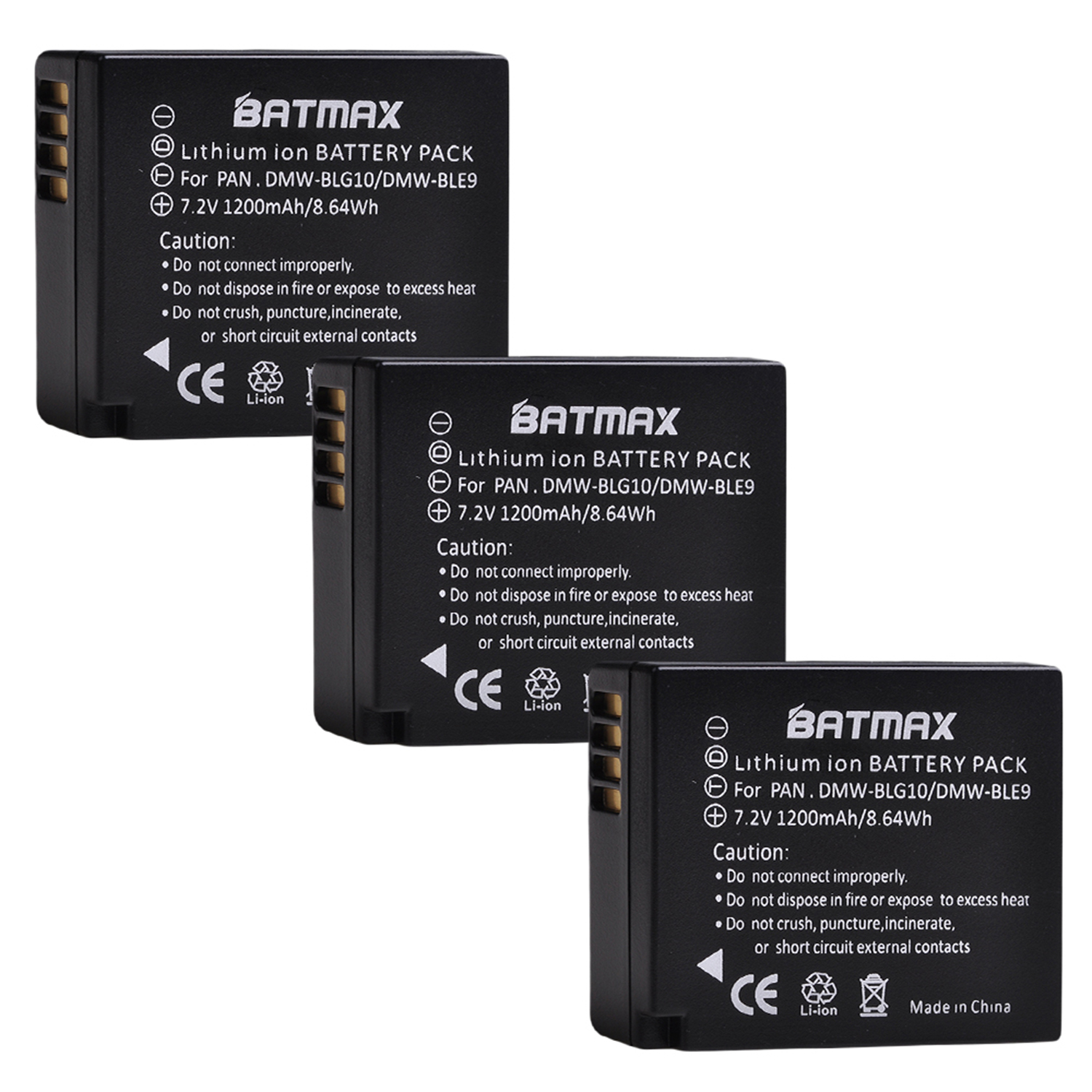 2 batteries DMW-BLG10 DMW BLG10 BLG10e BLE9 + LED avec double chargeur USB intégré pour Panasonic LUMIX GF5 GF6 GX7 LX100 GX80 GX85: 3Pcs