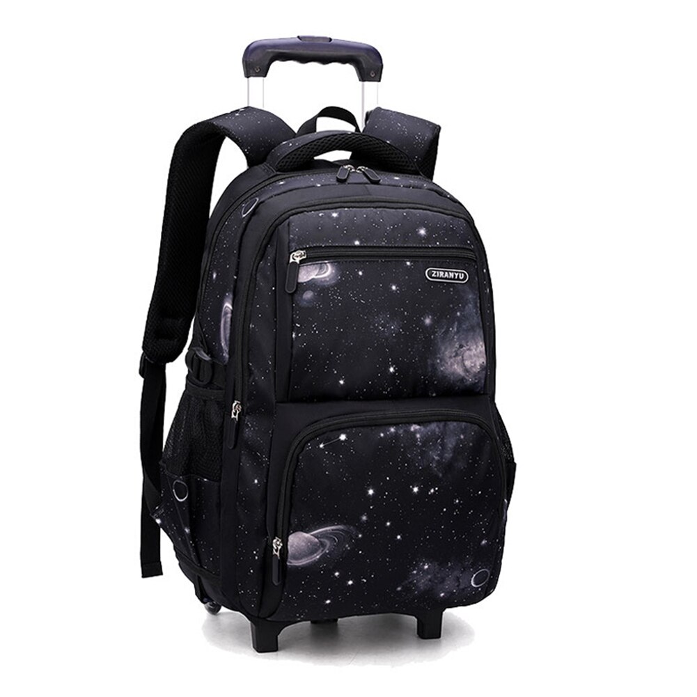 Rollende rugzak voor jongens, tas met wieltjes, duurzame schooltassen, reistassen, handbagage voor kinderen, mochila: 2 wielen zwart