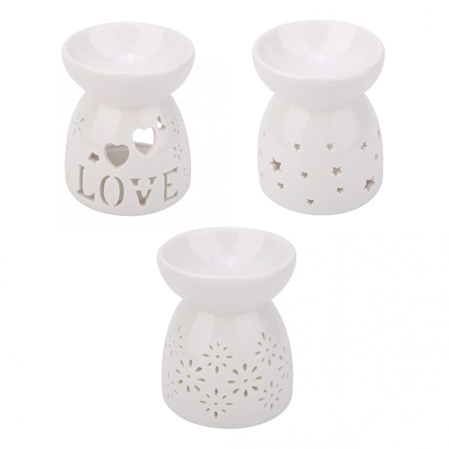Night Fragrance Lamp Ceramic Essence Oil Burner Candle Incense Aromatherapy Stove Candle Holder Hollow Bottles for Bedroom