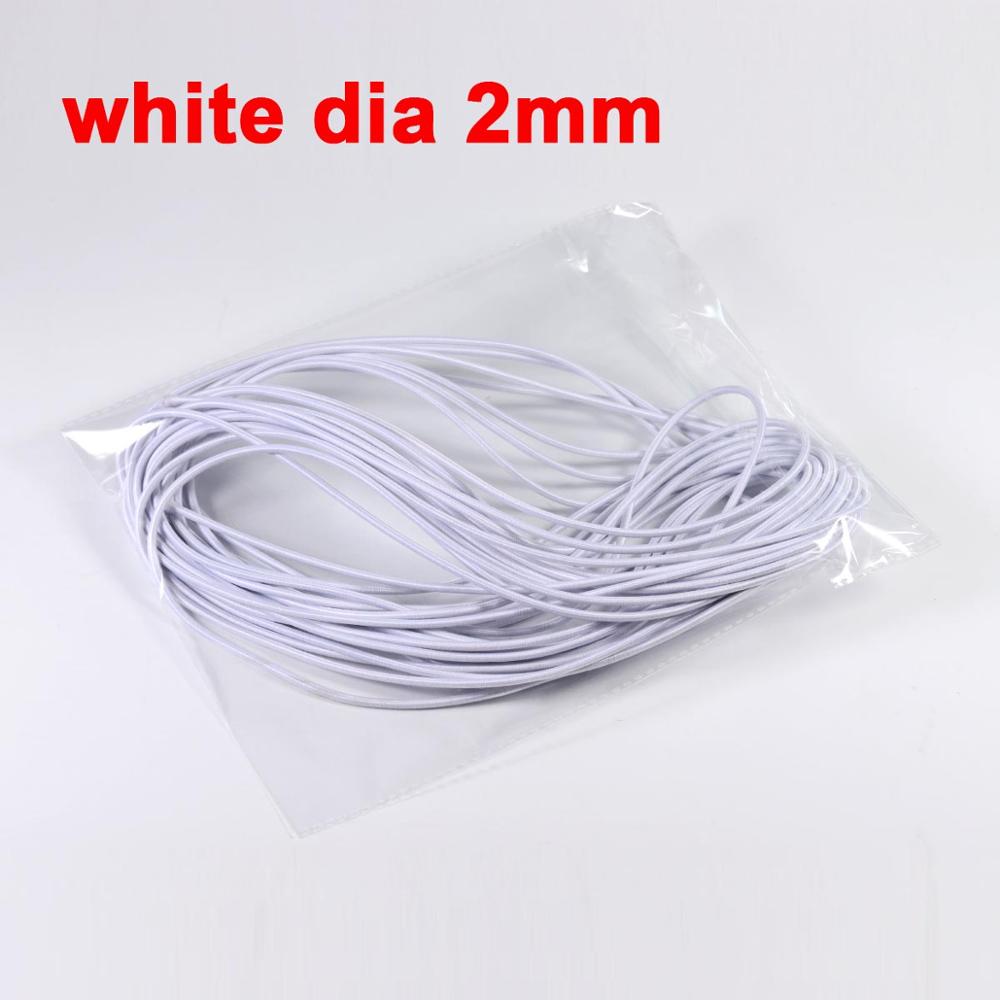 5/10/15m 1-3mm Latex Polyester Mouth Mask Round Elastic Band Mask Rope Rubber Band String Mask Ear Cord for DIY Mask: white dia 2mm / length 15m