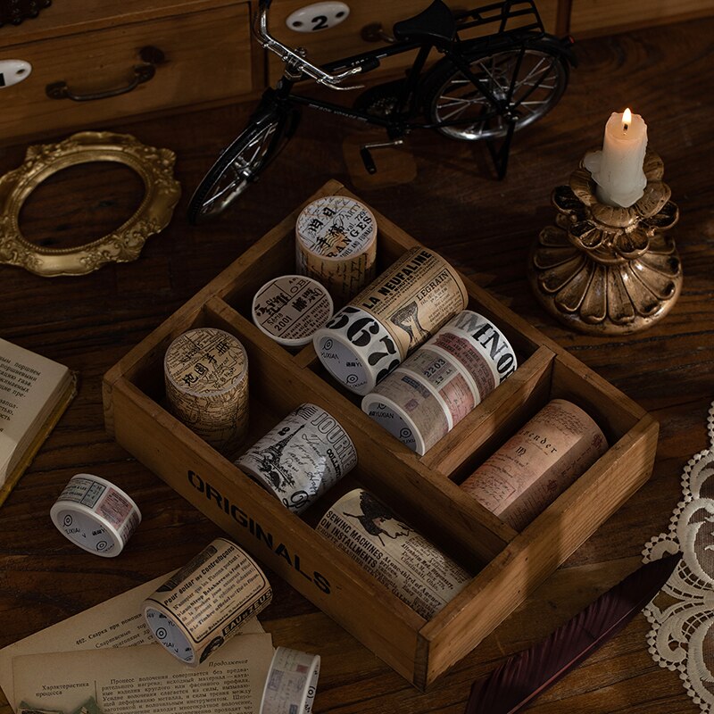 JIANQI-Juego de cinta Washi Retro, decoración Vintage, álbum de recortes, Washitape decorativo, diario