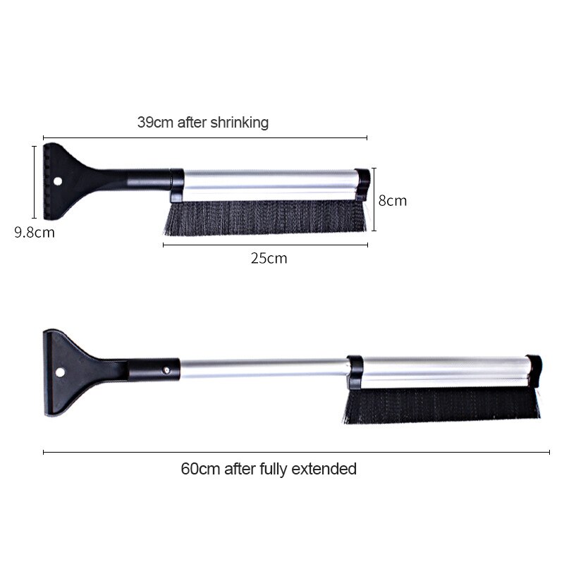 Grattoir à neige extensible, pelle rétractable pour vitres de voiture, brosse transparente, raclette, dégivrage, outil de nettoyage