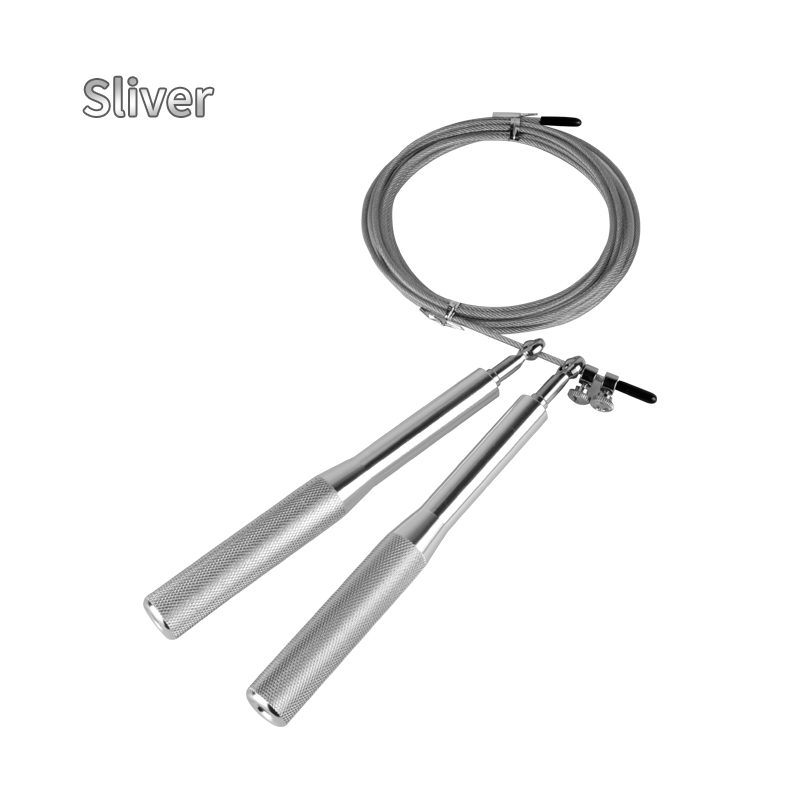 Bearing Jump Rope Crossfit Weighted High Strength Aluminum Alloy Handle Steel Rope Man Women Fitness Exercise Adjustable Rope: sliver