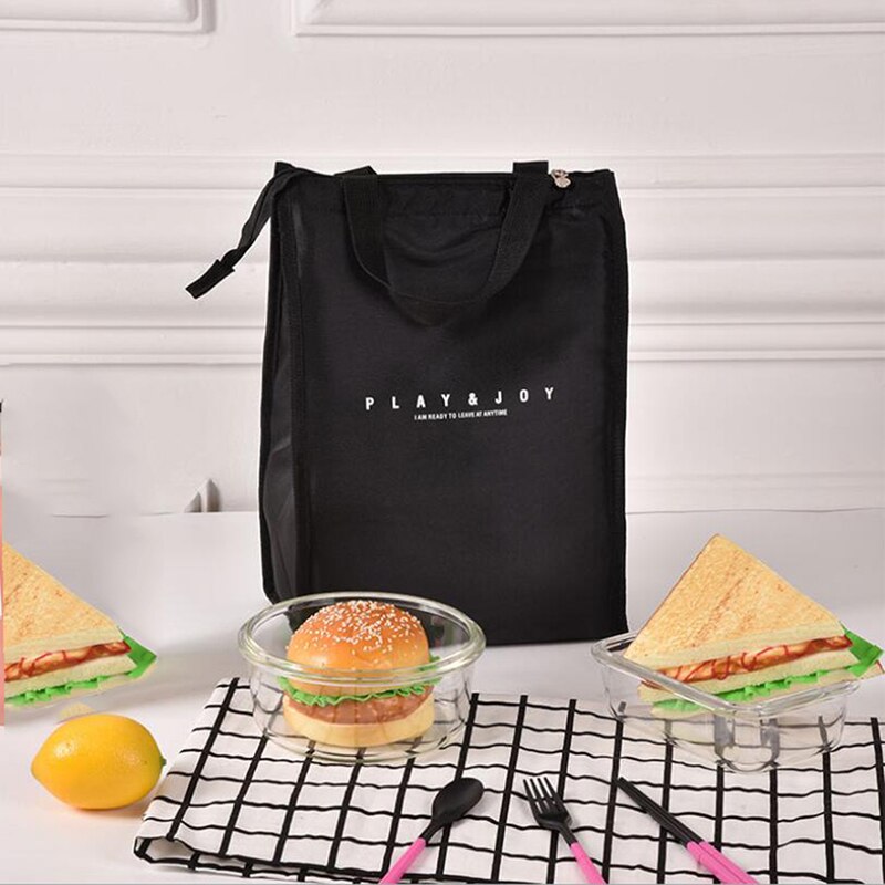 Sacs à déjeuner thermiques portatifs de rayures blanches noires pour des femmes enfants hommes nourriture pique-nique refroidisseur boîte sac fourre-tout isolé récipient de stockage