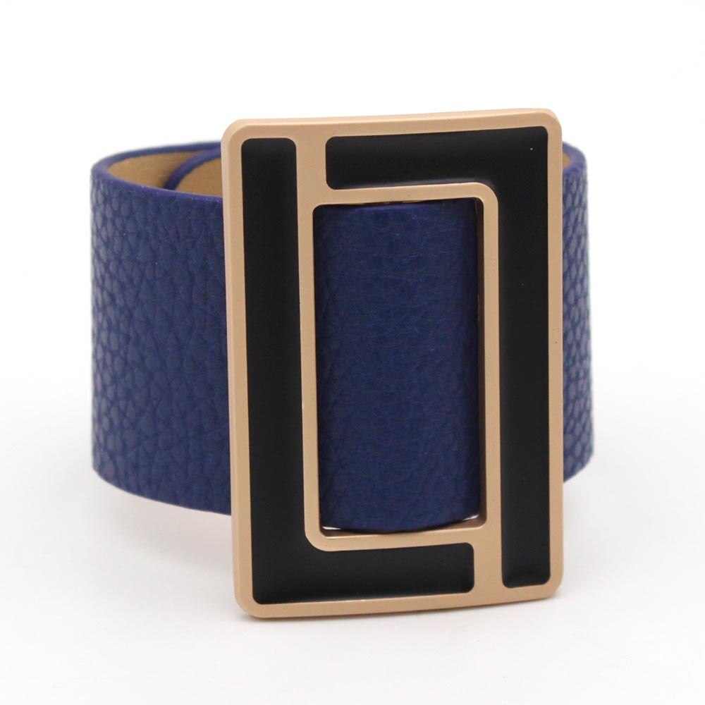 Mode Brindle Brede Leren Armband Voor Vrouwen Zwart Wit Geometrische Metalen Armband Wrap Charm Sieraden Femme: 2