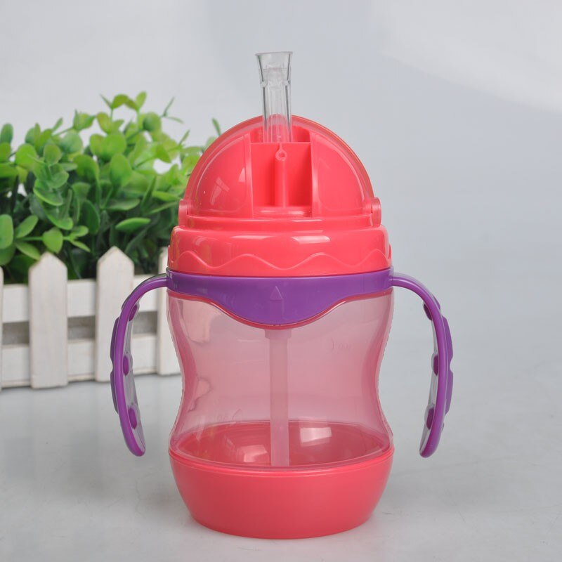 Cute Baby Cup Kids Children Learn Feeding Drinking Water Straw Handle Cup Baby Training Cup Feeding Cup 240ml