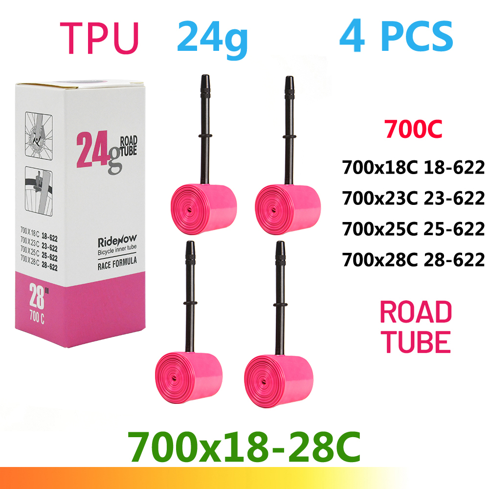 Cámara de aire RideNow-TPU para bicicleta de carretera, neumático de bicicleta, 700x18 23 25 28 32 35 47C, válvula francesa 45,/65,/85 mm, MTB 29x1,5, 1,75, 1,9: Castaño / 40 mm