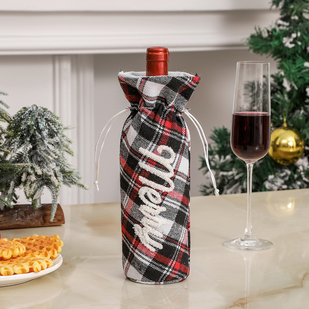 Kerst Wijnfles Hoezen Set Xmas Nieuwjaar Eettafel Decor Feest Feestelijke Sfeer Decoratie Voor Thuis Ornamenten 2024: plum