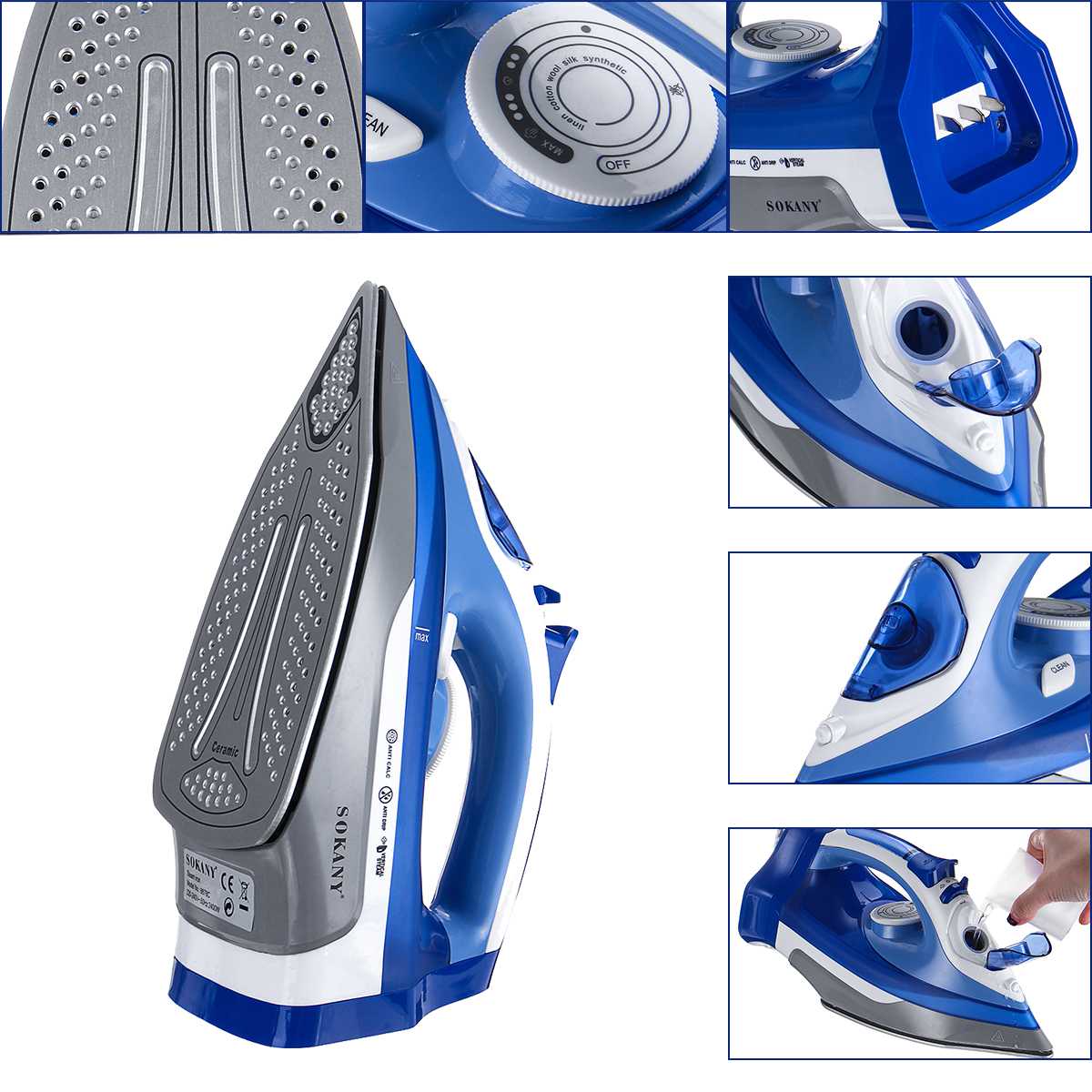 2400W Cordless Electric Steam Iron Portable Ironing Machine Garment Flatiron Non-stick Soleplate Multifunction Adjustable