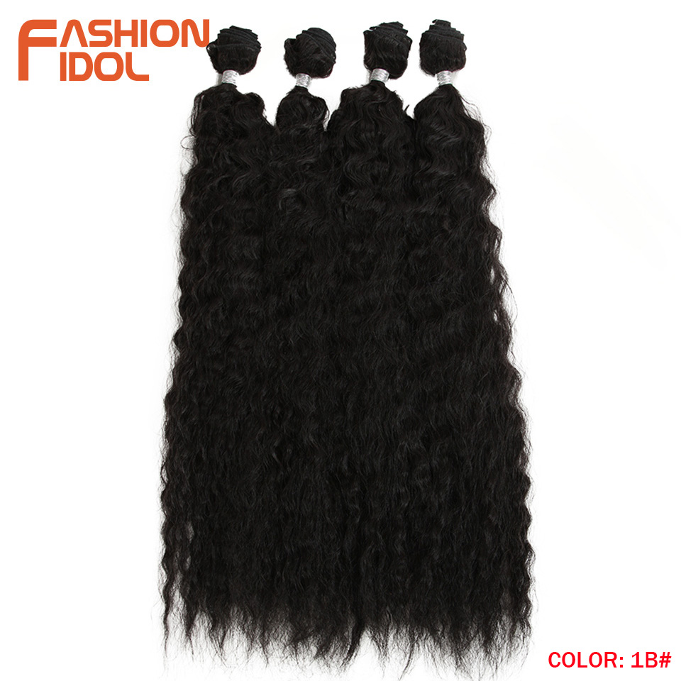 MODA ÍDOLO Onda Solta Feixes de Cabelo Encaracolado 4 Pçs/lote 26 Polegada Feixes de Cabelo Tecer Ombre 613 Branco Suave Sintético da Extensão Do Cabelo Longo: #1B