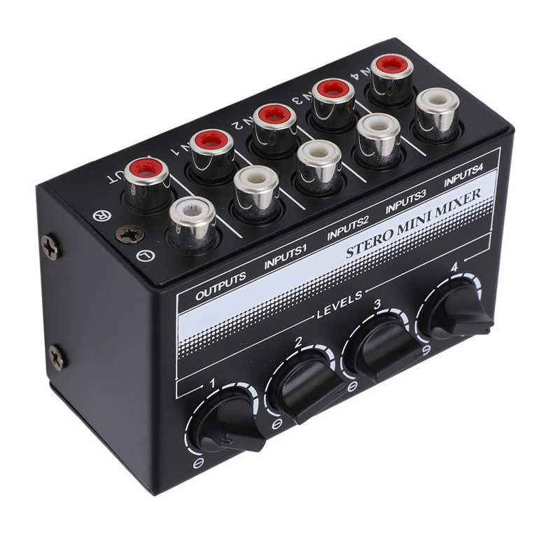 Stereo Mini Mixer Mini Portable Metal -12dB Gain Audio Splitter Box Passive with RCA Connector for Outdoor Performances for CD