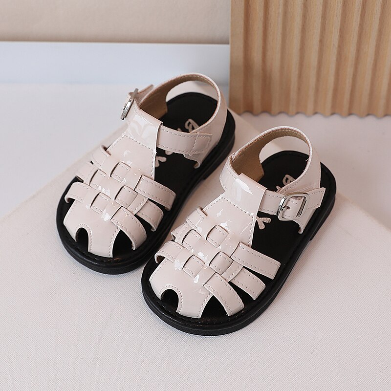 Baby Girls&#39; Baotou Sandals Summer 2022 Soft Bottom Liang Pi Woven Children&#39;s Beach Shoes 1-15 years old Boys School Loafers