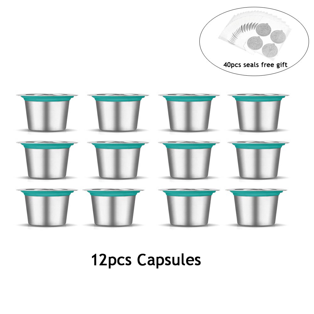 24PCS Nespresso Coffee Pods Stainless Steel Refillable Capsulas Nesspreso Reusable Coffee Filter Cup DIY Coffee Maker Tools: 12PCS x Capsules