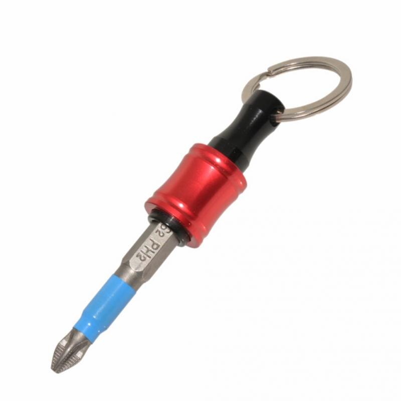 6pcs Quick Release Screwdriver Bits Holder Set With Keychain 1/4inch Hex Shank Aluminum Alloy Extension Bar Drill Screw Adapter