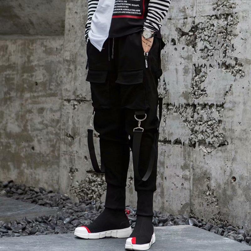 Zakken Potlood Broek Heren Hip Hop Patchwork Cargo Ripped Joggingbroek Joggers Broek Mannelijke Mode Volledige Lengte Broek