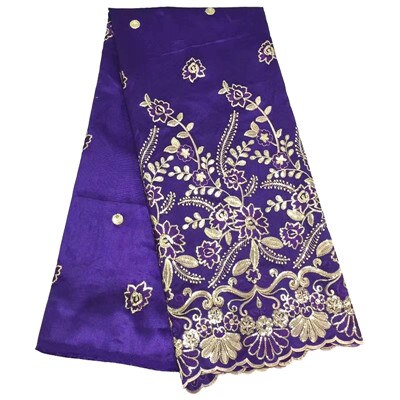 Tissu africain George en soie, tissu en dentelle George, bleu royal, matériel de couture, 5yards: FCYD100711G1