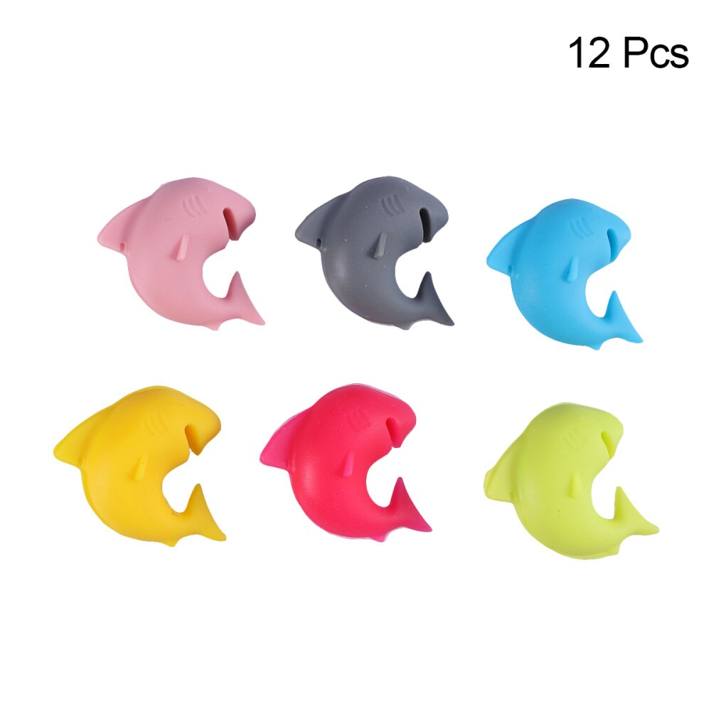 6 Pcs Glass Drink Markers Silicone Mini Shark Reusable Glass Charms Wine Bottle Sticker for Banquet
