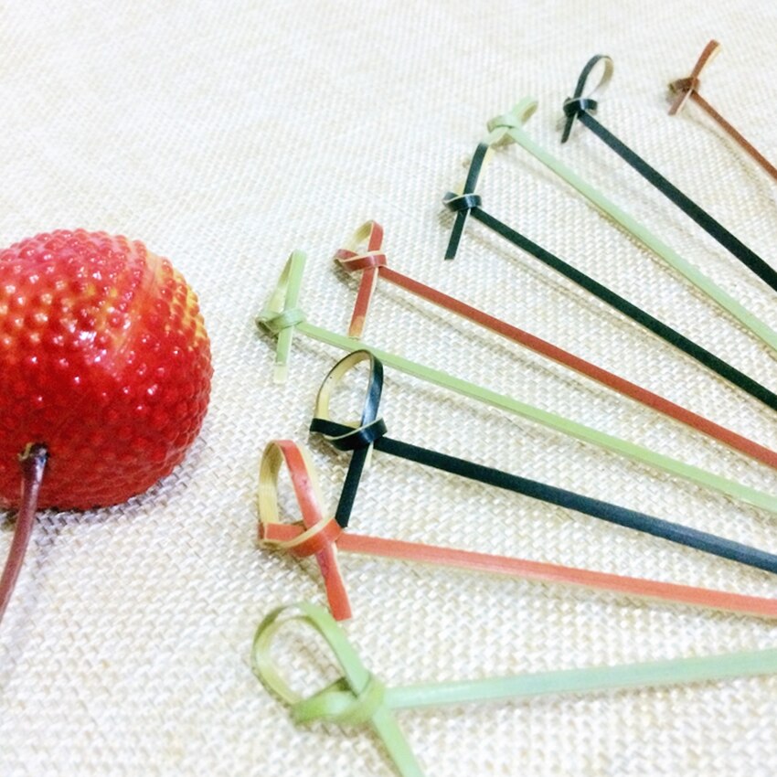 100 Pcs 12cm Wegwerp Bamboe Vork Twisted Party Buffet Fruit Desserts Voedsel Cocktail Sandwich Vork Stick Pick Spies