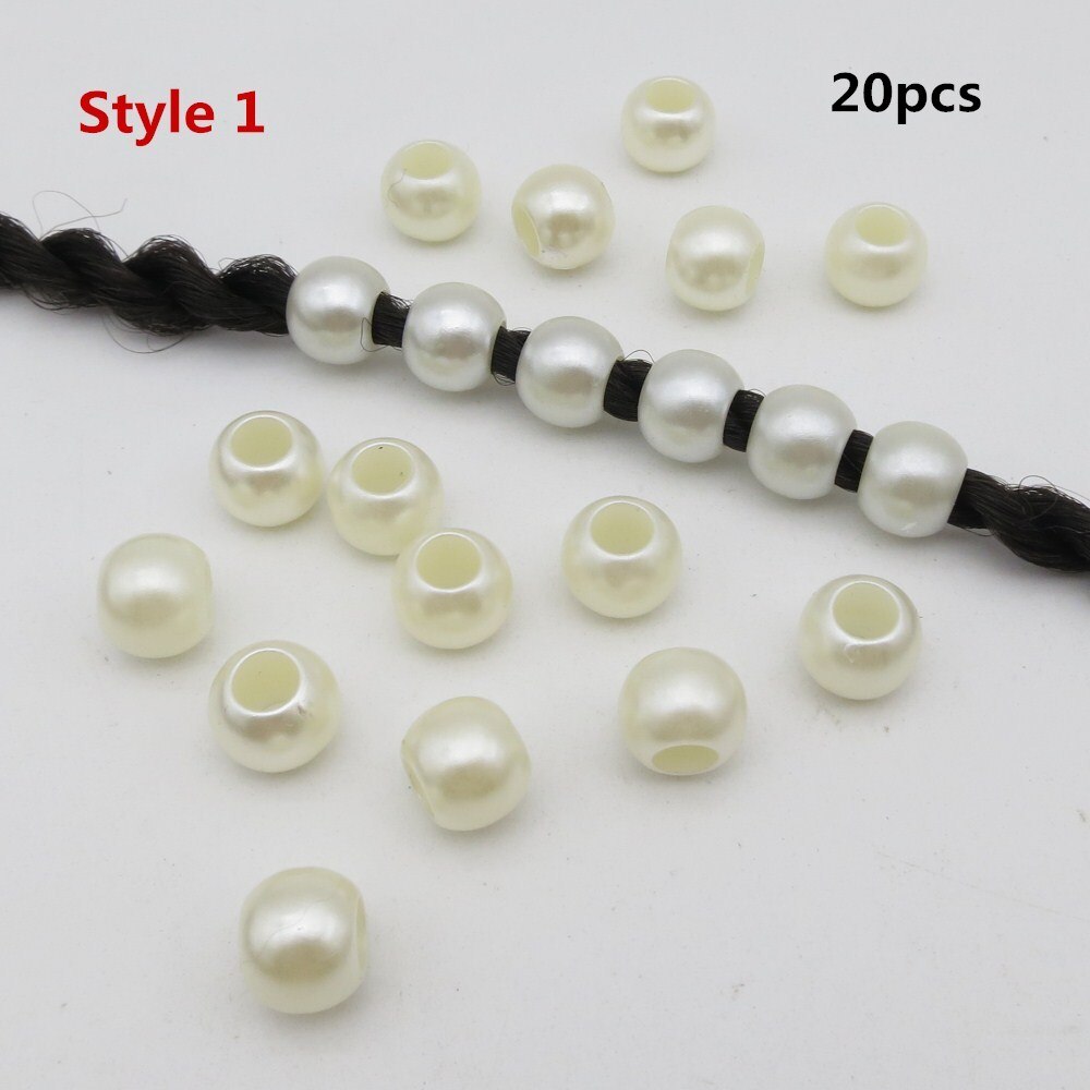 20pcs/pack Crochet Braids Pearl White kids girls women Hair braid Dreadlock Beads rings tube hair Accessories: 20pcs Style 1