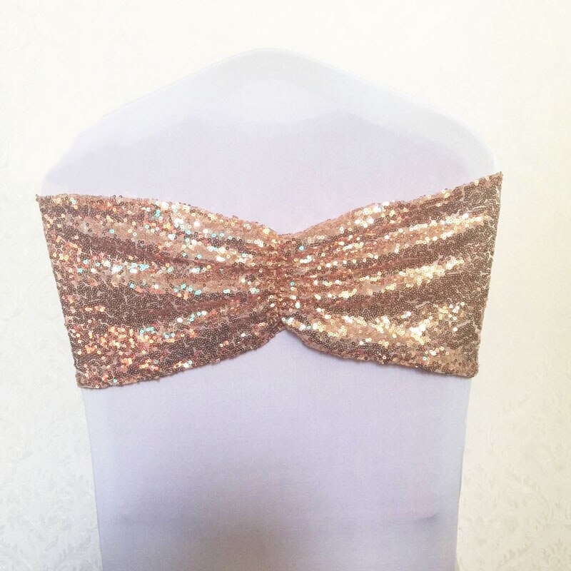 Bracelet en Lycra à paillettes | 10 pièces, Pailletten, Boog Sjerpen, extensible et pailleté, bande Ronde, Gesp Voor hôtel Bruiloft, décor: rose gold