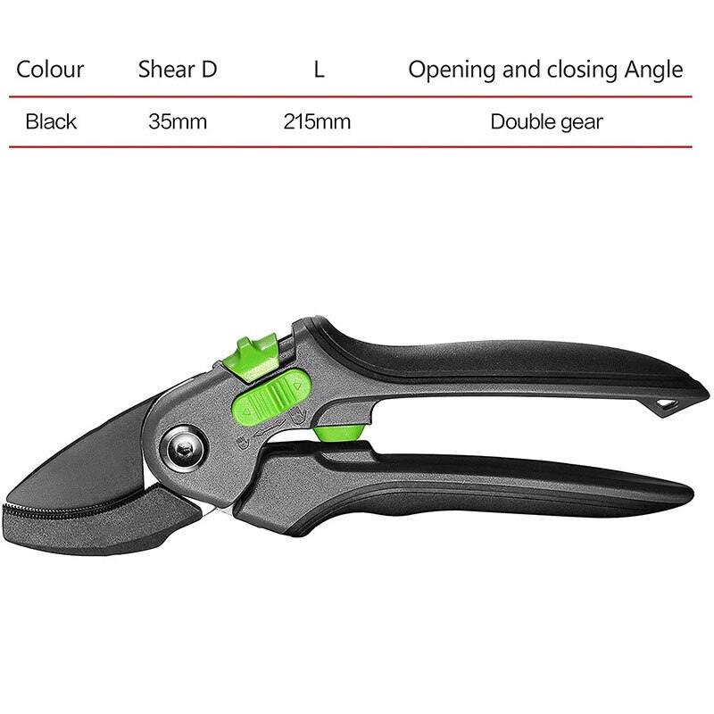 Gardening Pruning Shears Labor-saving Plant Trim Horticulture Hand Pruner Cut Secateur Shrub Garden Scissor Tool: Black