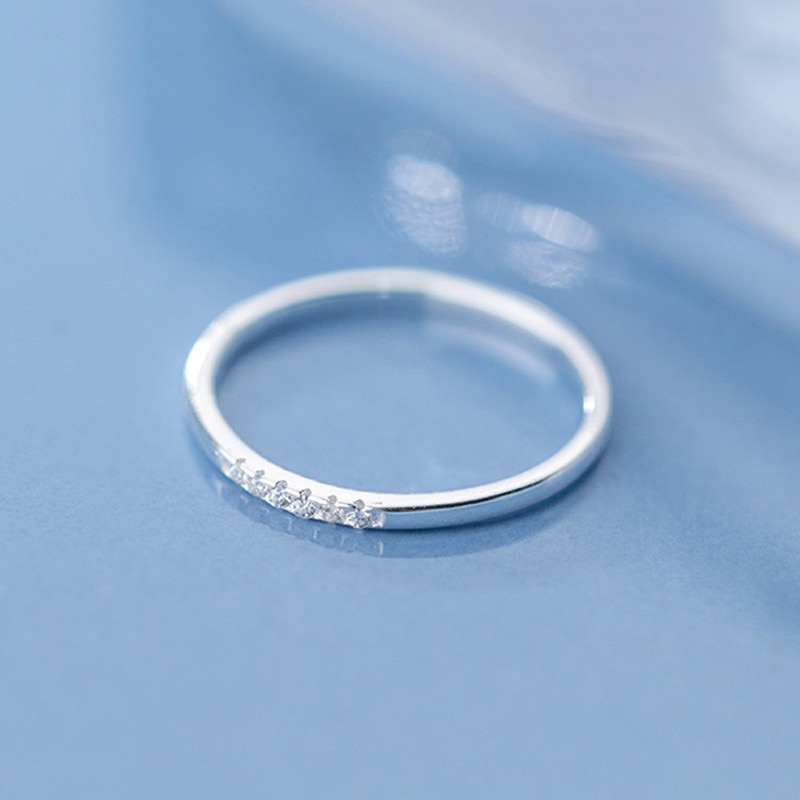 INZATT Echt 925 Sterling Silber Zirkon Runde Geometrische Ring Für Frauen Nette Feine Schmuck Minimalistischen Zubehör