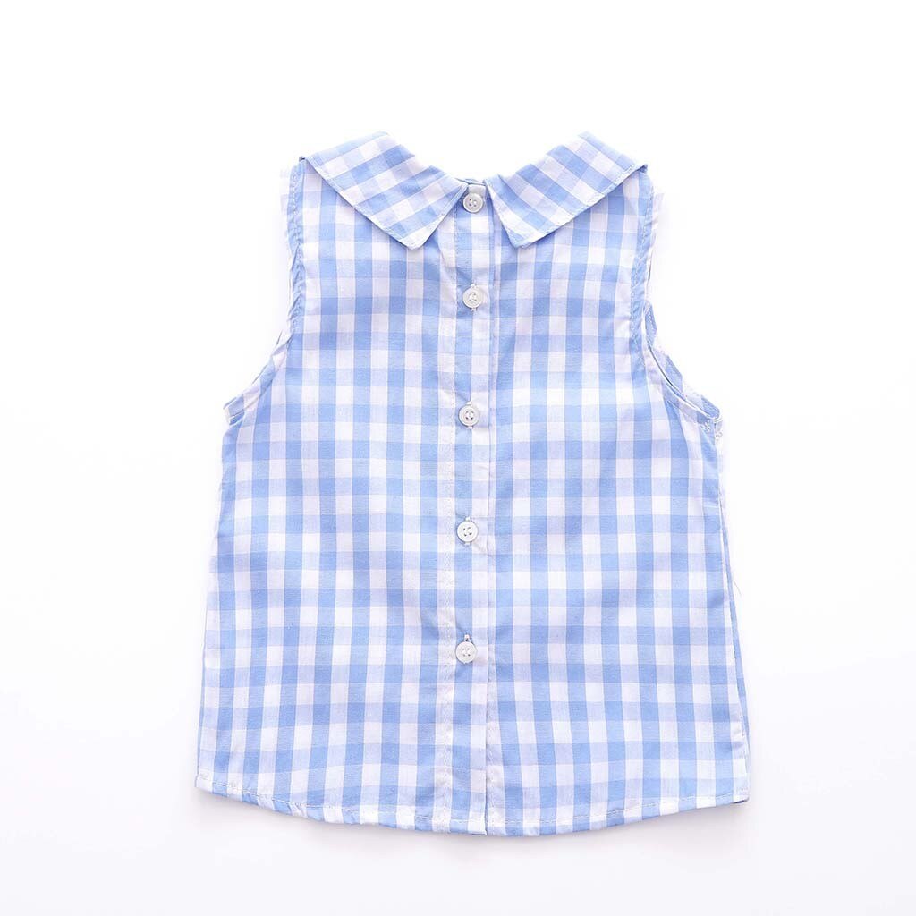 Kinderen Baby Kids Tops O-hals Mouwloze Plaid T Shirts Print Vest Tops Voor Meisjes Zomer Casual Kleding Mouwloos T-shirt