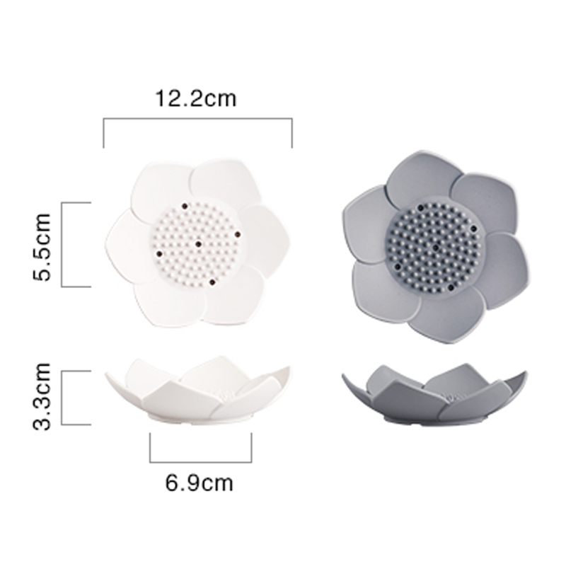 Silicone Kitchen Soap Drain Tray Lotus Shape Soap Holder Bathroom Soap Drain Storage Dish